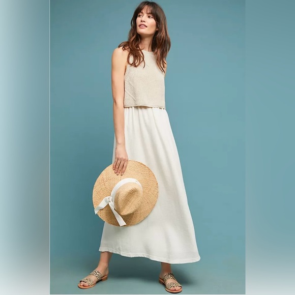 Anthropologie Moth Layered Linen and Knit Dress Size Small - Picture 1 of 8